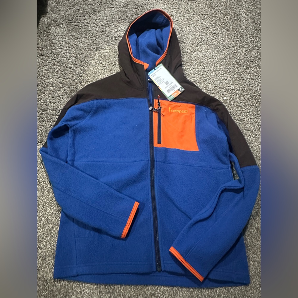 Cotopaxi Abrazo Hooded Fleece Jacket - Blue and Orange